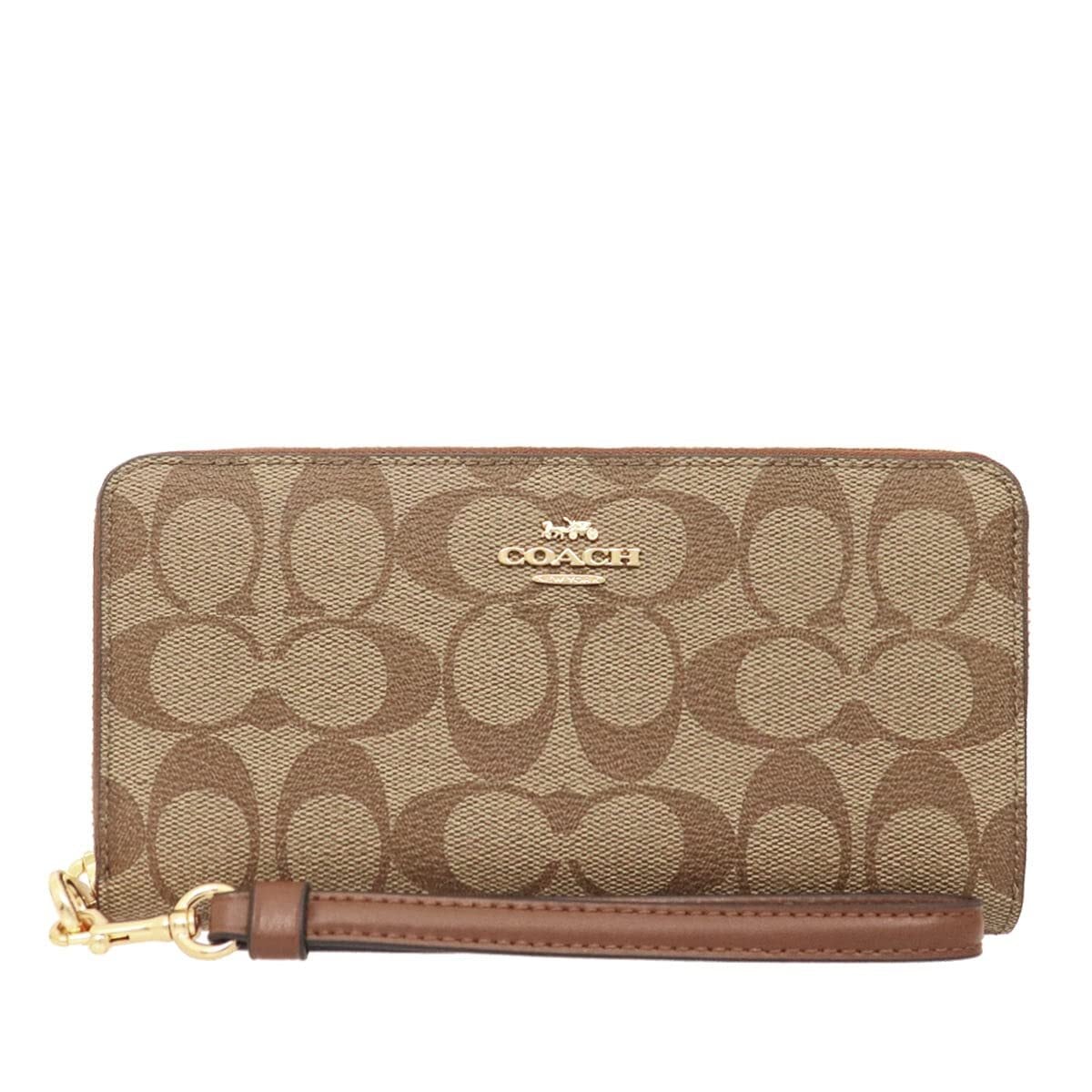 コーチ COACH 財布(長財布) FC4452 C4452 カーキ×サドル2 シグネチャー 