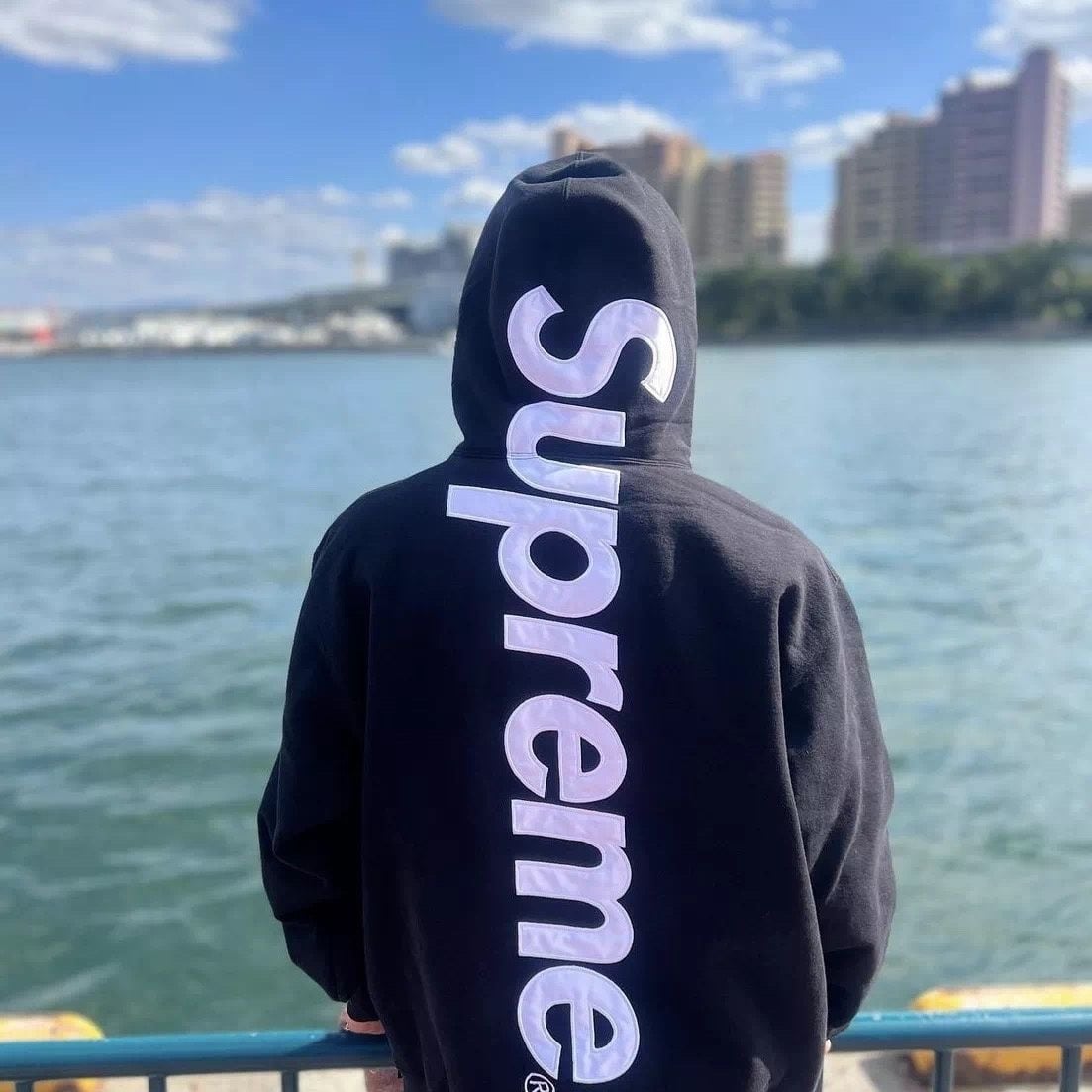 関税込 22AW Week9 Supreme Satin Applique Hooded Sweatshirt Supreme Satin Appliqué Hooded Sweatshirt (FW22) - $158