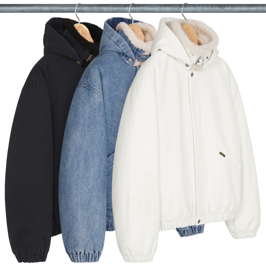 試着のみ！Supremeシュプリーム フェイクシアリング フーディージャケットM シュプリーム フェイク シアリング ラインド ボンバー ジャケット