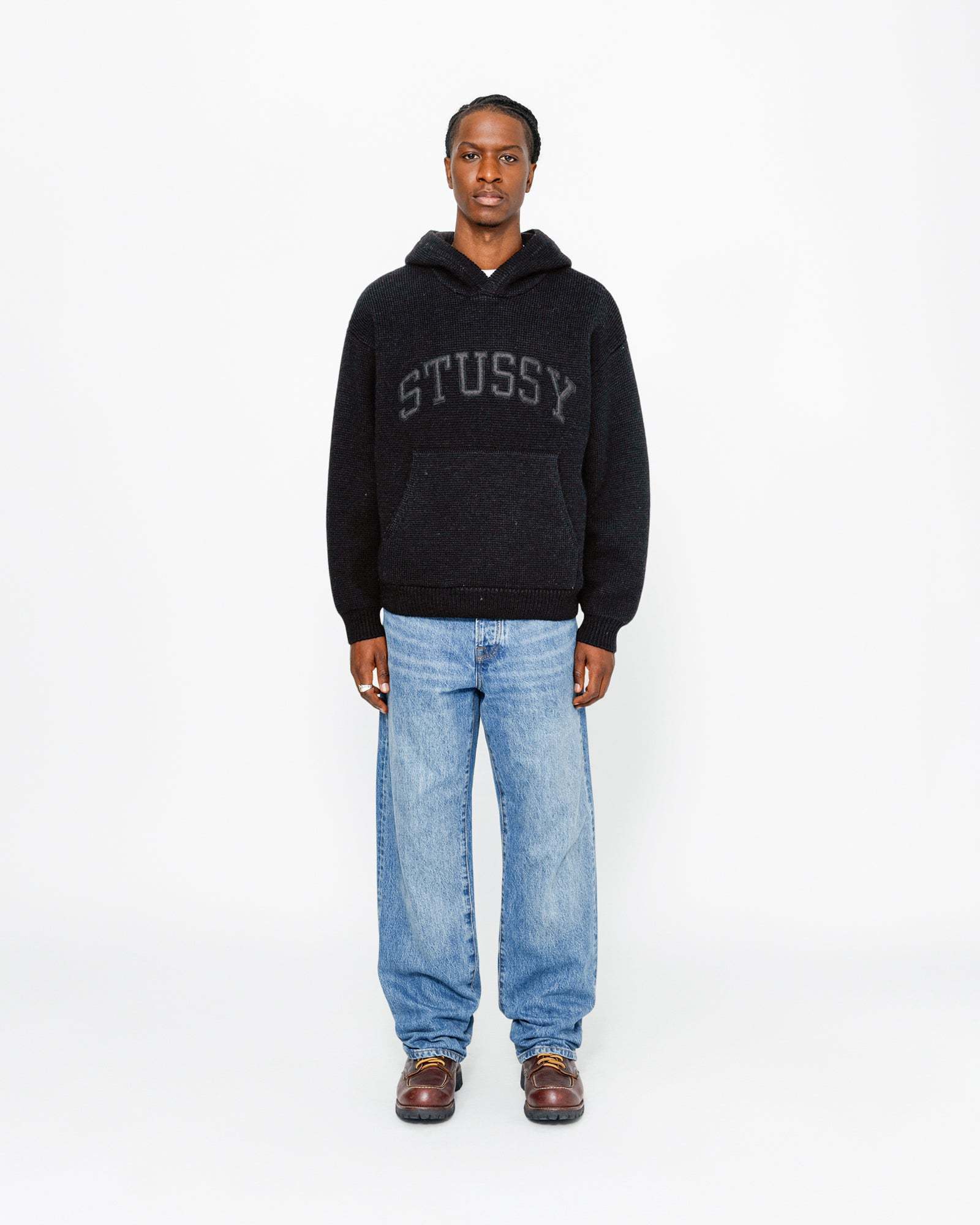 ステューシーFELT PATCH KNIT HOODIE☆パーカー ステューシーFELT PATCH KNIT HOODIE☆パーカー