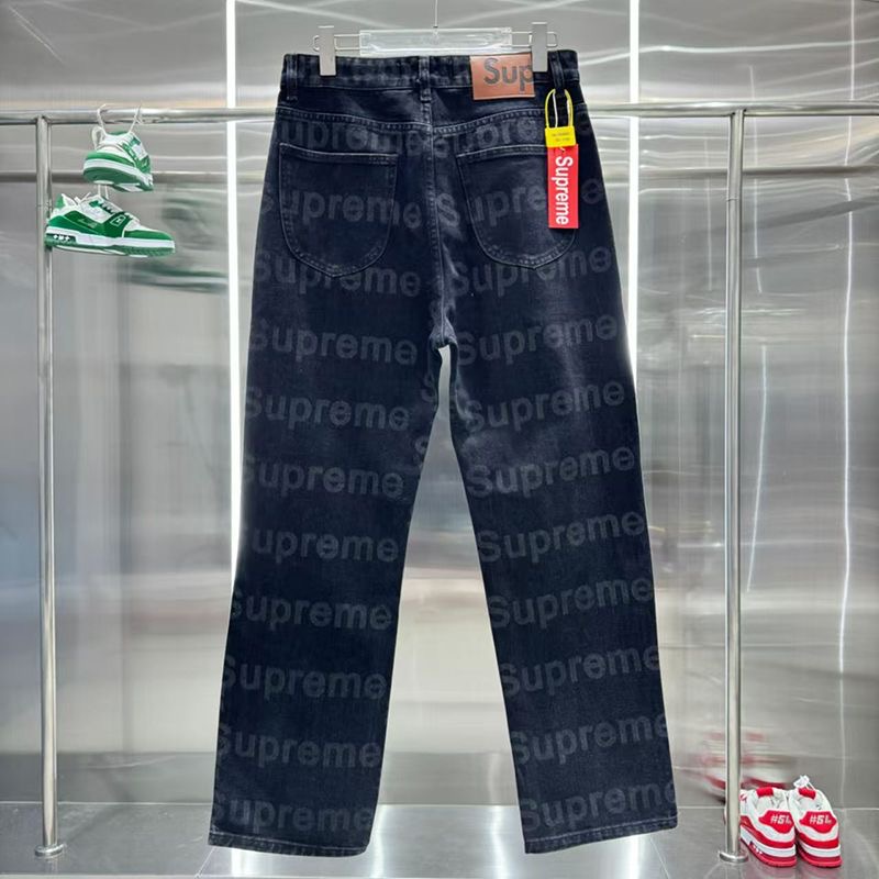 シュプリーム】 Frayed Logos Regular Jean デニムパンツ インディゴ 21SS