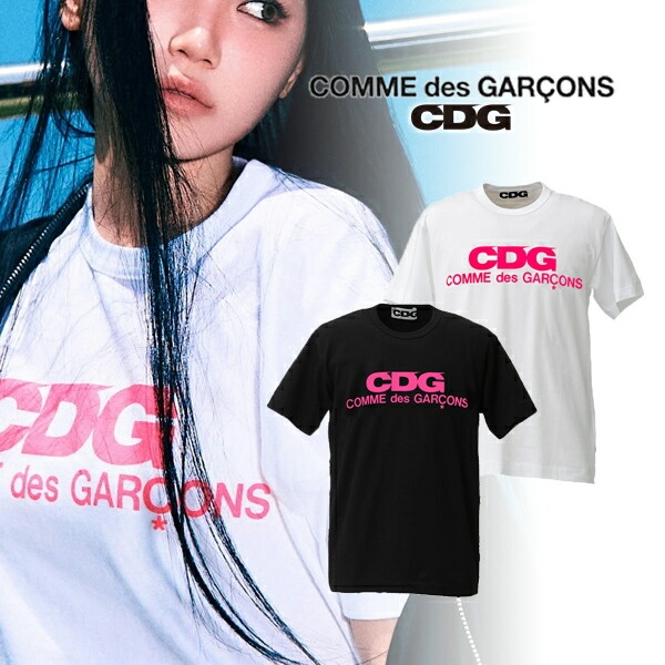 コムデギャルソン CDG  Tシャツ カットソー メンズ レディース ユニセックス ギャルソンTシャツ コム・デ・ギャルソン shirt ブランドtシャツ ブランドロゴ 半袖Tシャツ ティーシャツ ピンクロゴ ブランド おしゃれ お洒落 モード系 ストリート 半袖
